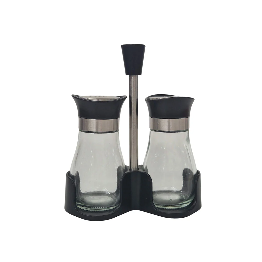 SALERO Y PIMENTERO 2 PZAS 739-40143 TRANSPARENTE/PLATEADO/NEGRO