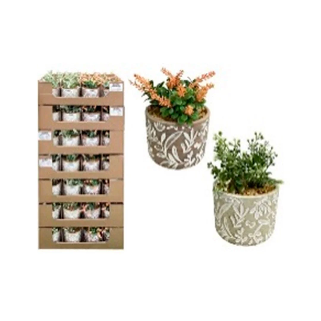 UNI PLANTA ARTIFICIAL 12X12X16CM 718-2403113 CREMA/VERDE,CHOCOLATE/VERDE/ANAR