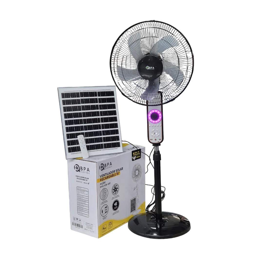 VENTILADOR SOLAR BPA ELECTRIC DE PEDESTAL BPA-KW-SFF  BLUETOOTH NEGRO