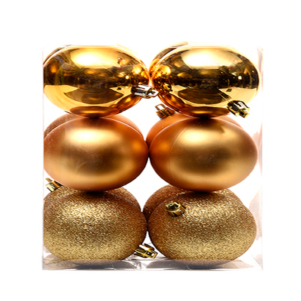 JUEGO DE 12 ESFERA 7CM (831-XB018G) BRILLANTE/ESCARCHADO/DORADO