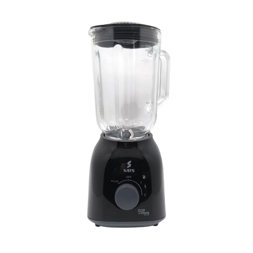 LICUADORA SAYS LIC-5501WGB 2VEL JARRA VIDRIO 1.5L 550W NEGRO