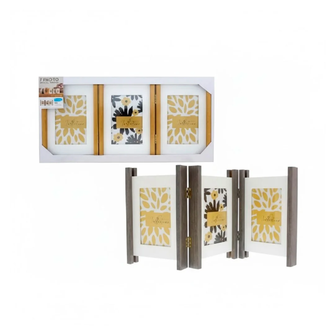 PORTARETRATO COLLAGE 4X6" 3DIV. 712-05079 GRIS/CHOCOLATE/CREMA