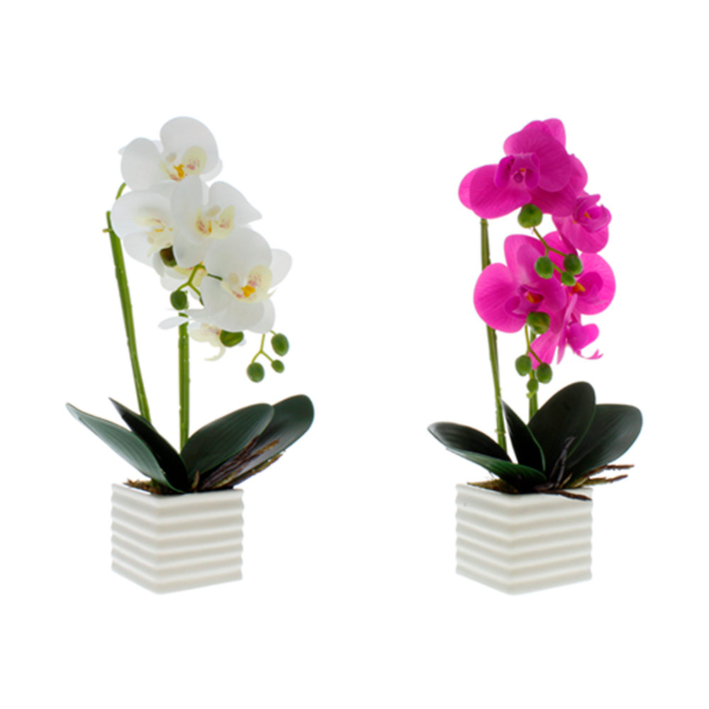 FLOR ARTIFICIAL C/MATERO (36622) FUCSIA/BLANCO/VERDE