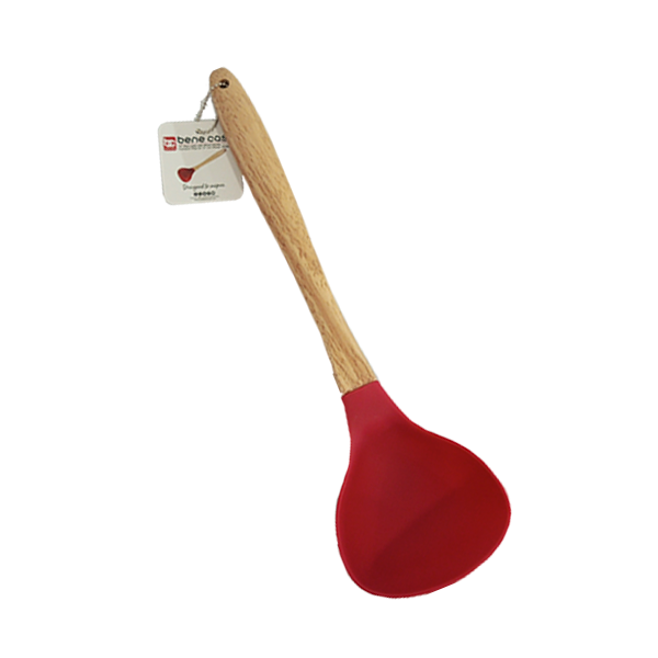 CUCHARON ROJA 14" C/MANGO D/MADERA BC-99722 BENE CASA