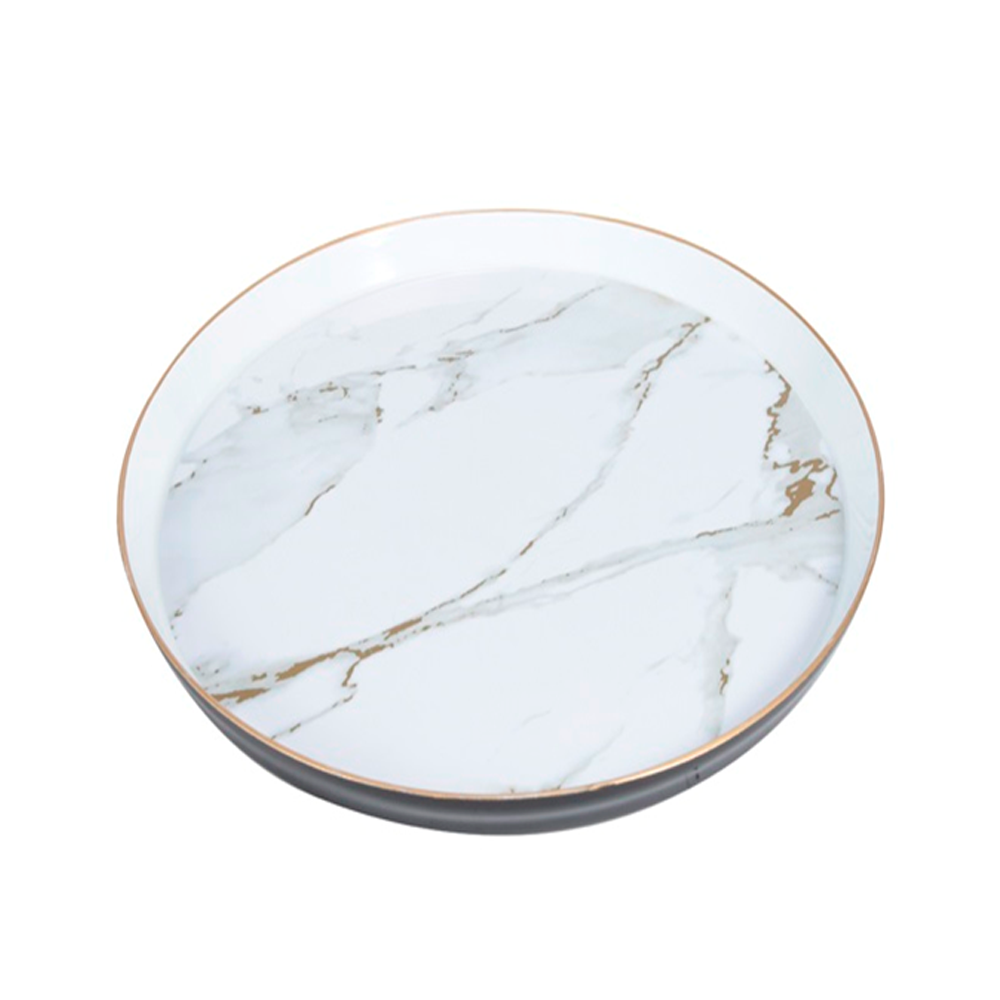 BANDEJA REDONDA 35X2CM (706-02235) BLANCO/DORADO